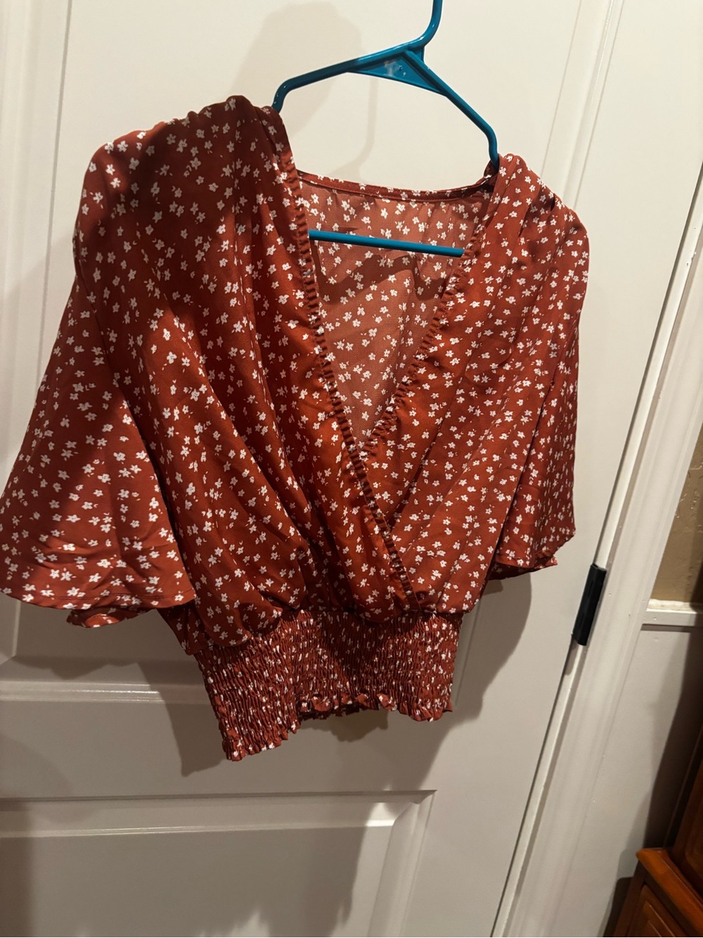 Women’s Rust Floral Wrap Crop Top